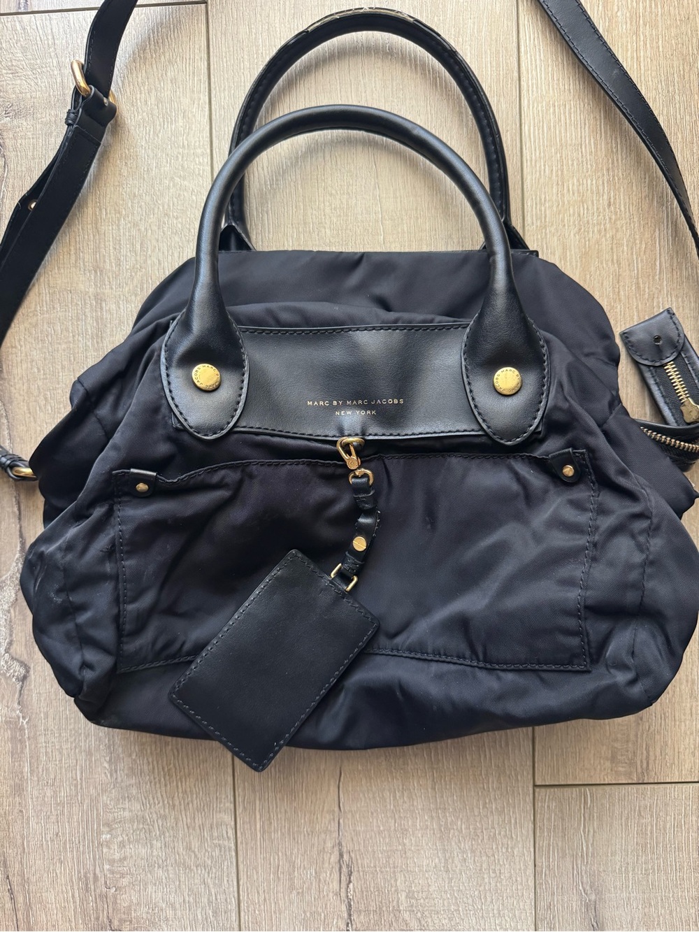 Marc by Marc Jacobs Black Nylon Satchel with Gold-Tone Hardware